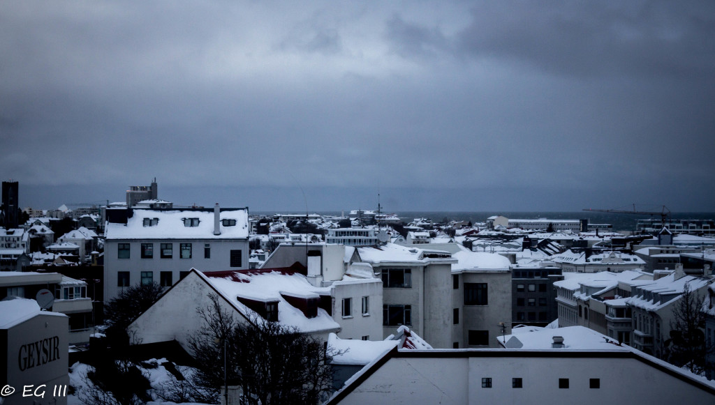 Reykjavik from the balcony of Room With A View Apartments