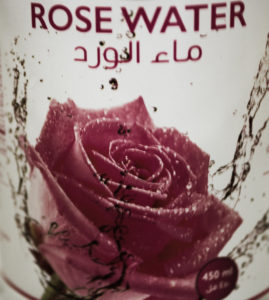 a bottle of rose water