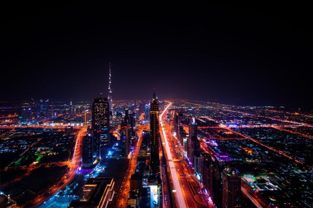The bright lights of Dubai illuminate the city no matter what the season