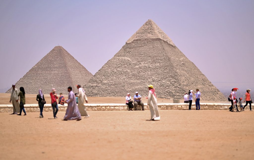 tourists at the pyramids