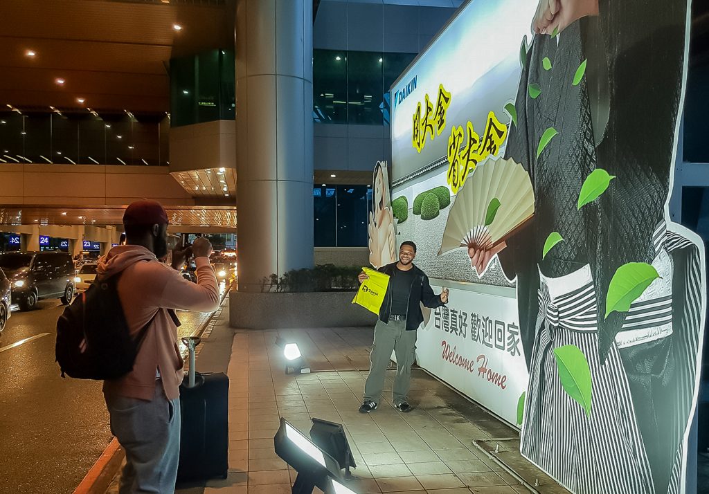 Arrival at the airport in Taiwan