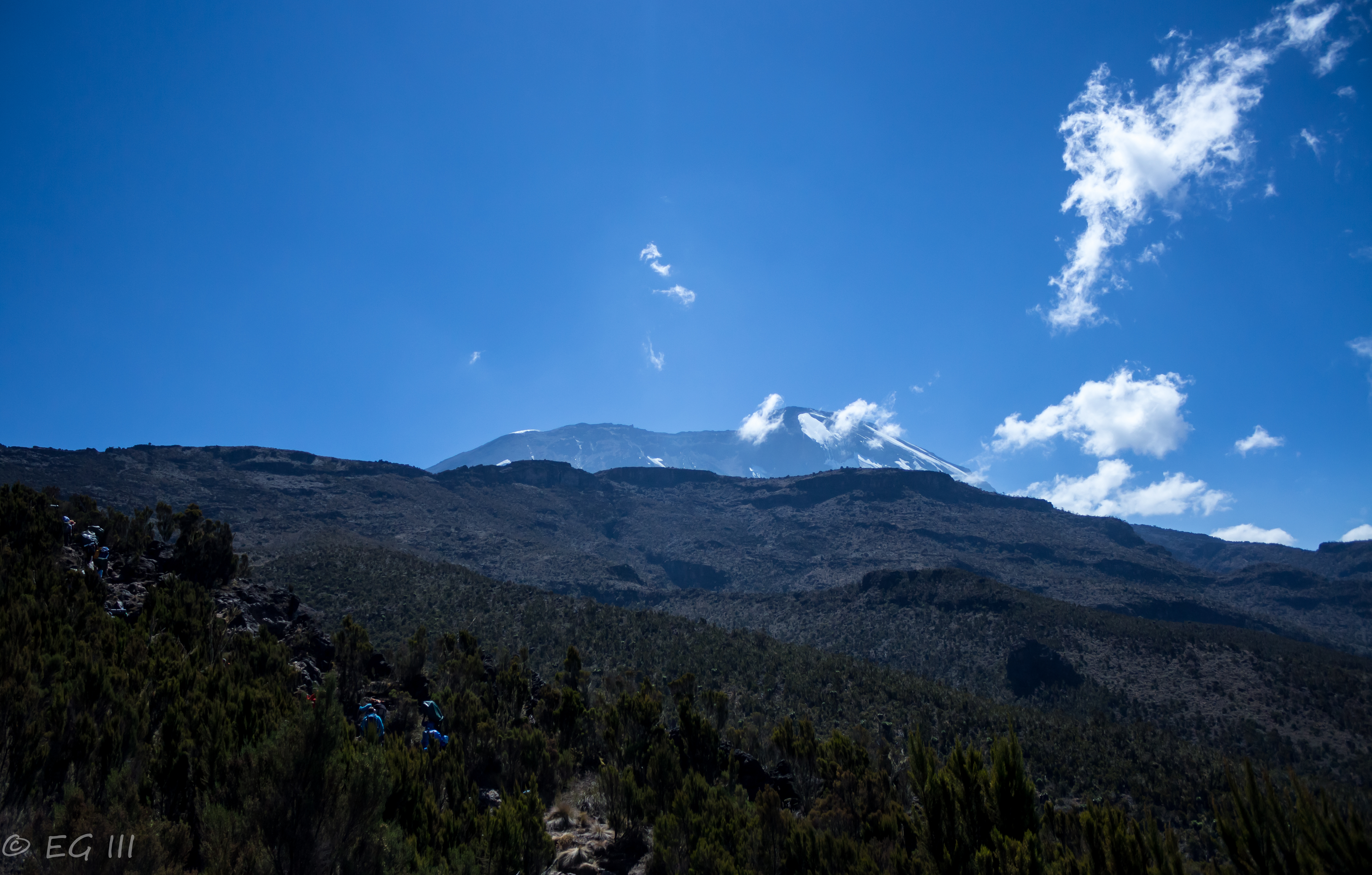 Kilimanjaro in the distance on Kilimanjaro Day Two